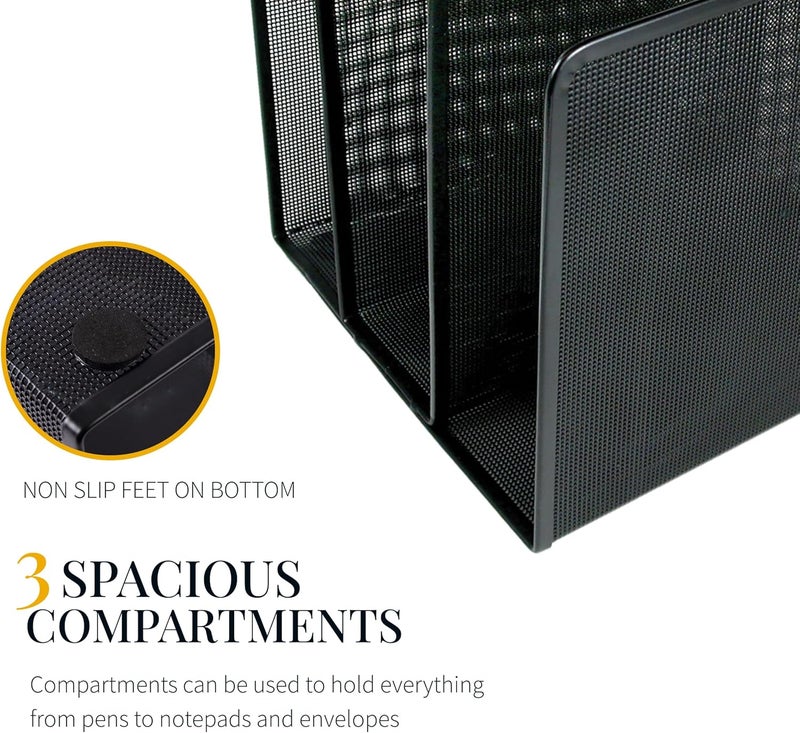 ARTISTIC Contemporary Mesh Metal Desktop File Sorter for Neat and Organized Surfaces in Office, School, and Home, Black - Image 5